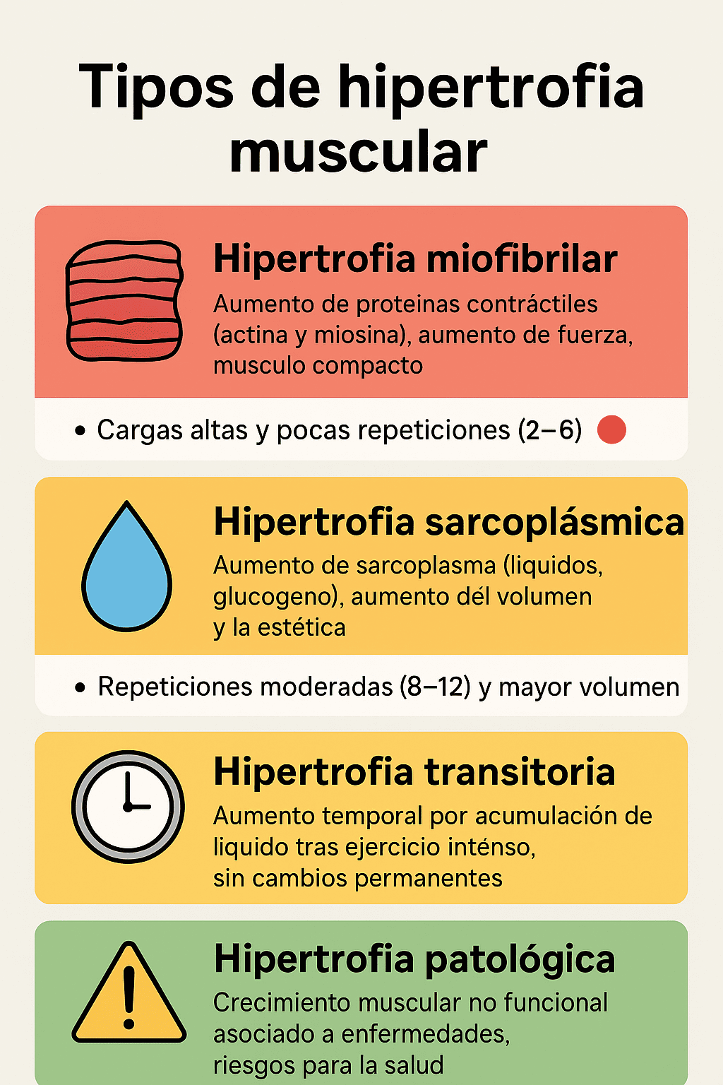 infografía de tipos de hipertrofia muscular