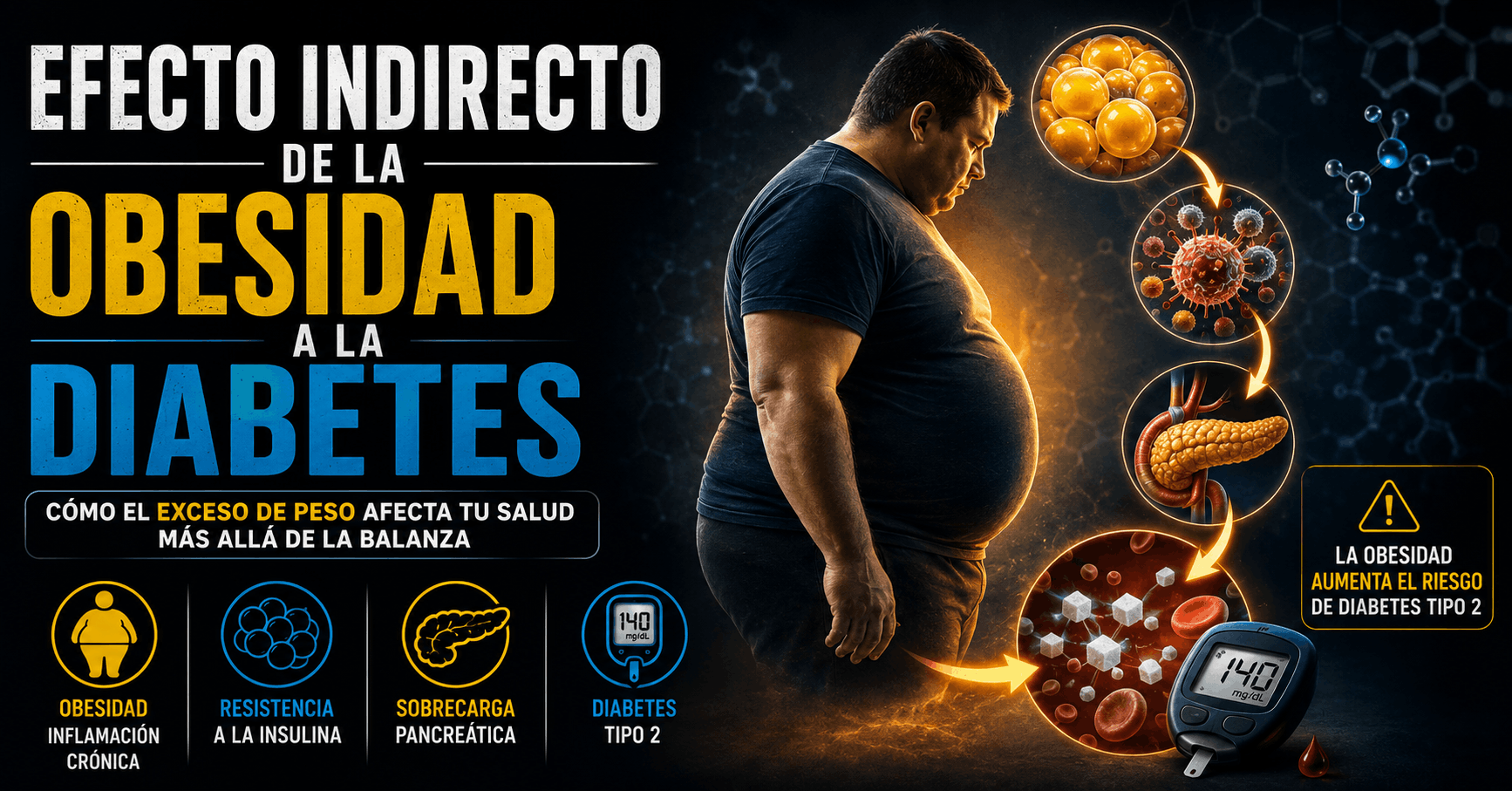 El verdadero puente entre obesidad y diabetes tipo 2 suele ser un proceso más profundo, silencioso y peligroso.