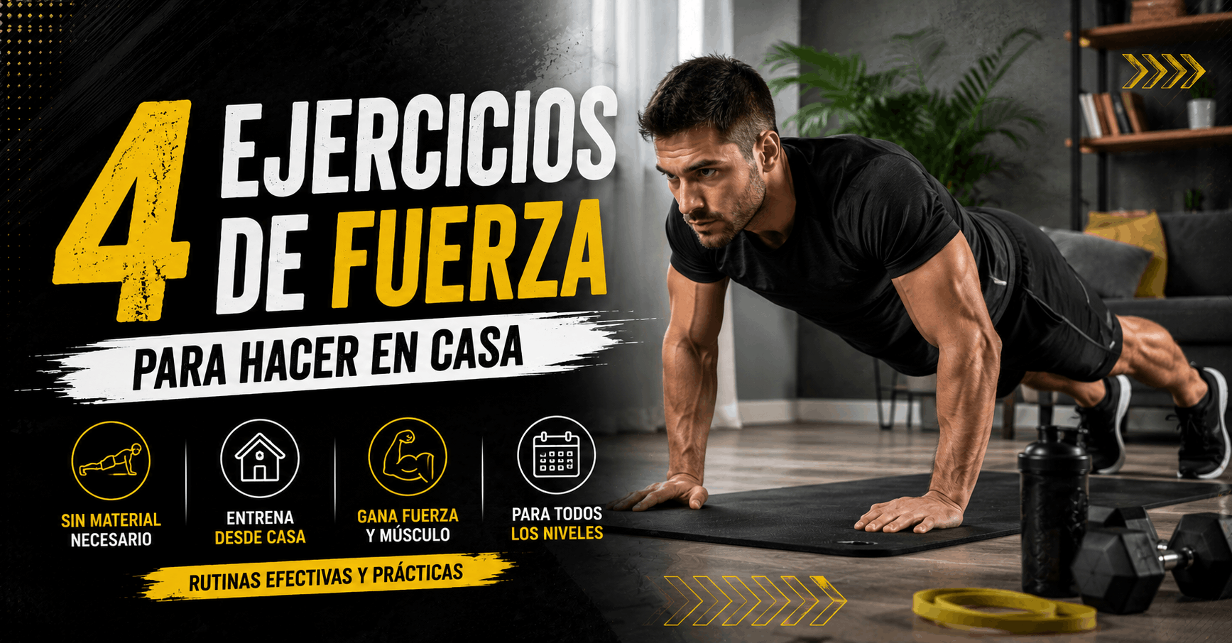 4 ejercicios de fuerza para hacer en casa sin material y mejorar la fuerza muscular